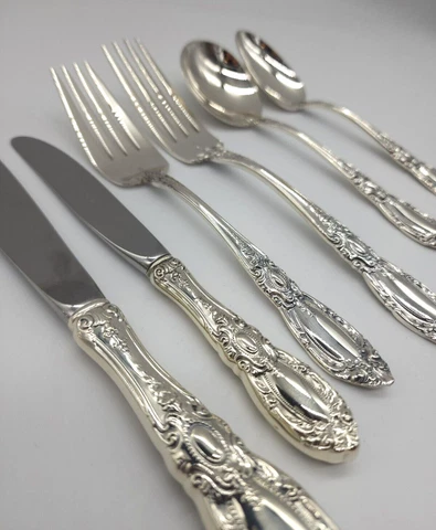 King Richard by Towle Sterling Silver Flatware 6 Pc Set Forks Spoons and Knife Cover