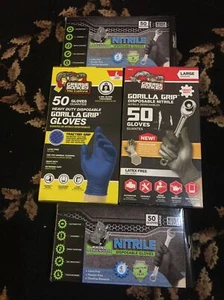200 Grease Monkey / Rhino Nitrile Disposible Gloves Size Large Lot Of 2+2 F/Sh - Picture 1 of 2