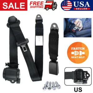 3 Point Car Seat Lap Belt Universal Adjustable Seatbelts Kit w/ Diagonal Belt - Picture 1 of 10