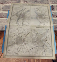 Antike Karte Eisenbahn De Fer Städte Lyon Marseille Lille Bordeaux Frankreich