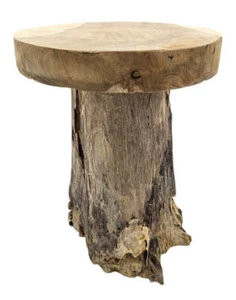 Beistelltisch Teakholz Tisch Natur rund Dekotisch Pflanzentisch Braun Holz Ø25cm - Bild 1 von 9