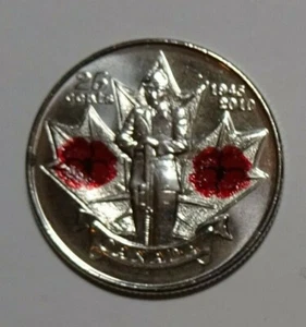 2010 Canada 25 Cents Coin, Canadian quarter, colour, double date, UNC - Picture 1 of 2