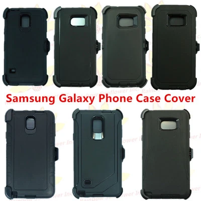 (Black) For Samsung Galaxy Phone Case Cover w/(Belt Clip fits Otterbox Defender) - Image 1 of 4