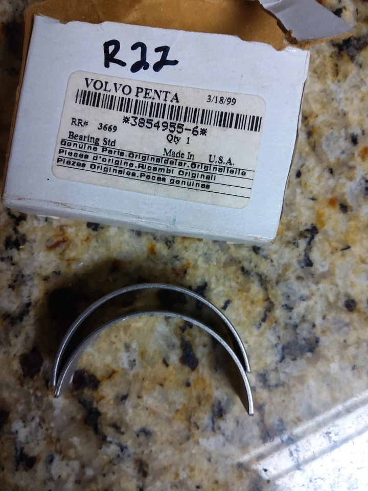 3854955-6 Con Rod Bearing Volvo Penta MerCruiser 4.3L V6 430 431 432 434  R22 - Image 1 of 1