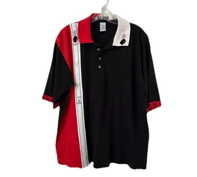 Camisa Polo Hilton Bowling Para Hombre XL Negra Roja Bloques de Color Manga Corta Foto 1 de 4