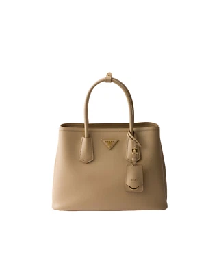 PRADA Medium Double Saffiano $4750 Sand Beige Top Handle Bag New & Authentic - Image 1 of 4
