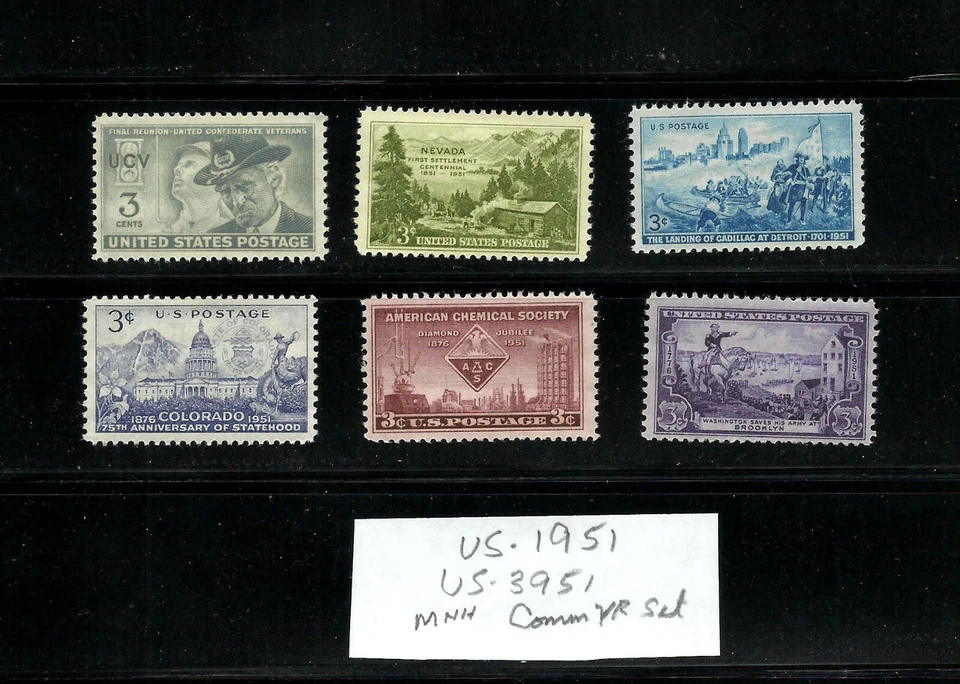 UNITED STATES 1951 SCOTT# 998 -1003 MNH STAMPS,  COMMEMORATIVE YEAR SET, LOT3951 - Image 1 of 1