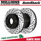 Front Drilled Slotted Brake Rotors Black Pair 2 for 2005-2014 Ford Mustang 3.7L Ford Mustang