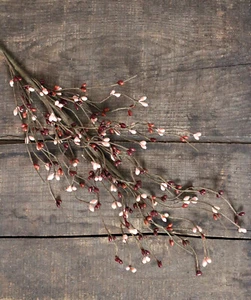 Pip Berry Pick Vintage Rose Floral Spray Primitive Decor Burgundy Peach 26 inch - Picture 1 of 6