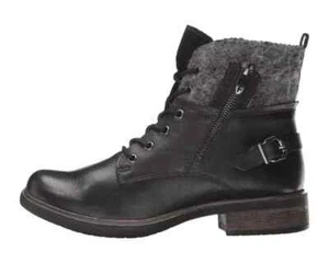 Stivaletti Tamaris donna UK 3,5 EU 36 neri pelle zip/pizzo bordo lana nuovi - Foto 1 di 6
