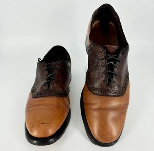 Allen Edmonds Polo Saddle Oxford Shoes Men's 8.5 D Exotic Elk/Walnut Leather - Picture 1 of 6