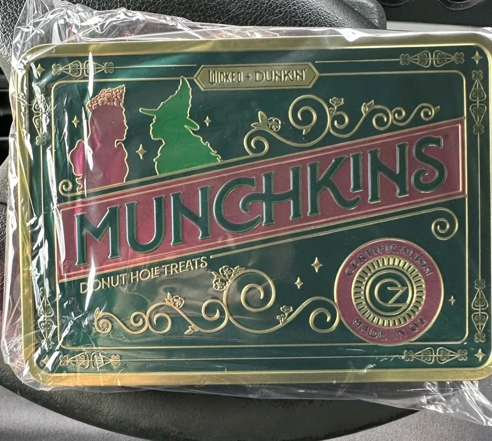 Rare Dunkin WICKED Munchkin Tin Glinda & Elphaba Pink & Green (Ships TODAY) - Image 1 of 1