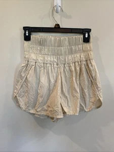 free people movement shorts the way home Cream Womens Medium High Waist - Picture 1 of 5