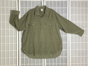 Aerie Offline Damen Shirt XL oliv Cord Half Zip Oversized 100% Baumwolle - Bild 1 von 5