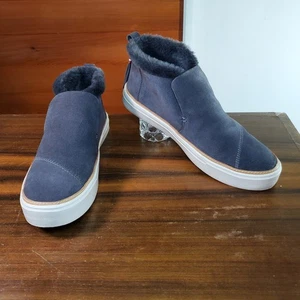 Bota Mocasín Toms Talla 9.5 Gris Gamuza Cuero Imitación Piel Forrada Suela de Goma Sin Cordones - Imagen 1 de 10