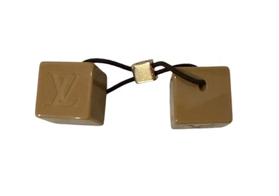 Louis Vuitton Designer Brown Tan Cube Hair Elastic Tie Bobbles Accessory - Image 1 of 3