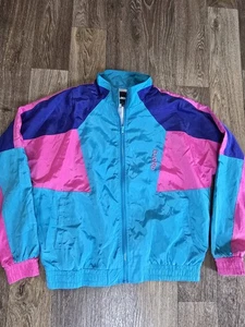 Vintage Y2K Agora Windbreaker Jacke Retro TEAL PINK LILA Gr. S - Bild 1 von 11
