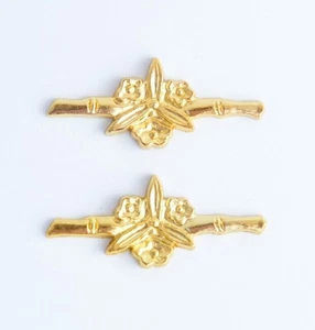 Gold Bamboo Flower High Alloy Menuki for Japanese Katana Tanto Wakizashi Sword - Picture 1 of 1