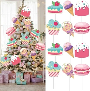 12 Pcs Large Pastel Candy Christmas Tree Decorations Picks Colorful Christmas Ca - Picture 1 of 6