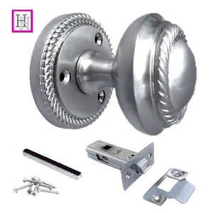 Türknöpfe Satin Chrom SET Mortice georgianischer Innenraum Seilkante Knopfgriffe - Bild 1 von 9