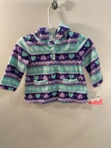 INFANT Girls 6 Mo. Jumping Beans Fleece Hoodie Fair Isle NWT - Picture 1 of 3