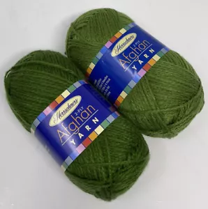 Herrschners Afghan Yarn 2-ply, Olive (Medium Green), Lot of 2 (220 yds each) NEW - Picture 1 of 4