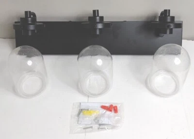 Ralbay Matte Black Bathroom Vanity 3 Light Fixture with Seeded Glass Globes  - Image 1 of 4