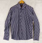 Jared Lang After Hours Long Sleeve Button Up Blue Polka Dot Shirt Large Slim Fit