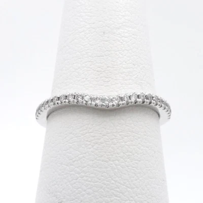 Vera Wang Love Collection Natural Diamond 14k Gold Curved Wedding Band Ring New - Image 1 of 4