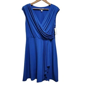 Alyx Dress XL Blue Faux Wrap Sleeveless Ruched Ruffle Party Wedding Stretchy - Picture 1 of 10