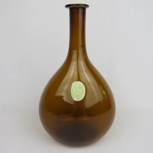 Vintage Blenko Williamsburg Juniper Amber Blown Glass 9" Bottle with Label CW-12 - Picture 1 of 7