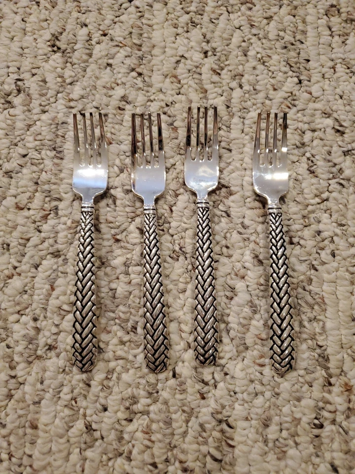 Godinger Silverplate Flatware Weave 4 salad forks - Image 1 of 1