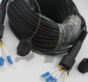 Outdoor DVI LC Fiber Optic Patch Cord Waterproof 4 cores Armored TPU Cable 100M - Afbeelding 1 van 9