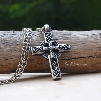 Celtic Cross Necklace Stainless Steel Viking Knot Pendant – Small Heritage - Image 1 of 4