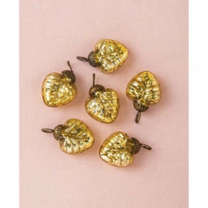 Paquete de 6 | Adornos mini corazón Mercury Glass (1,25 pulgadas, dorado, diseño bonito) -... - Imagen 1 de 2