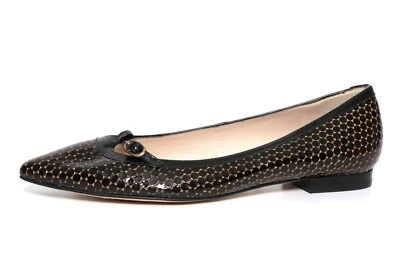 L.K. Bennett Z4161* Holly Puntera Punta Plana Negra Metálica Para Mujer Talla EU 37M Foto 1 de 4