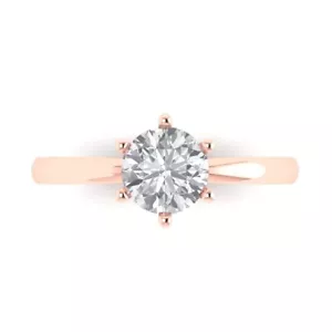 Anillo nupcial aniversario compromiso boda corte redondo 0,8 quilates oro macizo rosa de 14 k - Imagen 1 de 11