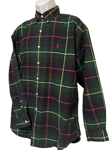 Camisa Ralph Lauren Para Hombres Abotonada Verde Tartán Cuadros Blake De Colección L - Imagen 1 de 6