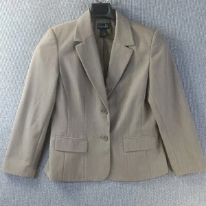 Rafaella Pant Suit Womens 6 Brown Pin Stripe 2 Piece 2 Button Blazer Office - Picture 1 of 20