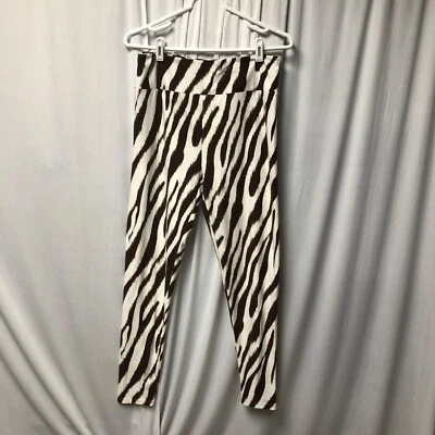 LuLaRoe 斑马纹打底裤女式高曲线棕色白色弹力软裤 — 第 1/4 张图片