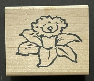 Daffodil Flower Bloom Garden Plant Outline Template Wood Rubber Stamp - Picture 1 of 3