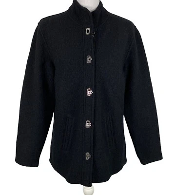 Cárdigan Talbots Talla Pequeña Suéter Negro Lana Plata Cierre Frontal Manga Larga Foto 1 de 4