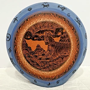 Navajo (Dine) Hand-Etched Polychrome “Pillow” Pottery by Terry Tsosie - Picture 1 of 11
