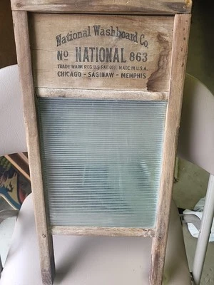 Vintage The Glass King Lingerie #863 Ribbed Glass & Wood National Washboard Co. - Image 1 of 4