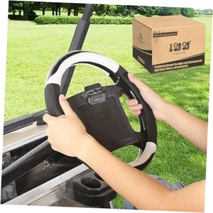 Golf Cart 14" Steering Leather Wheel Cover for Club Car DS black+white - Picture 1 of 7