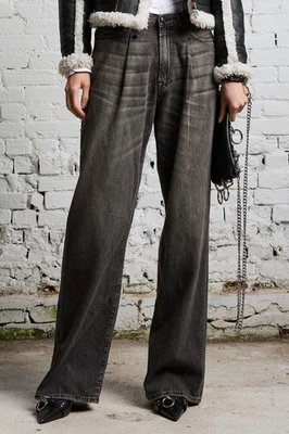 NWT ~ R13 Damon Plated WIde Leg Jeans in Ellery Black Size 26 - Image 1 of 4