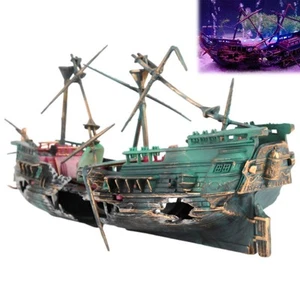 Large Aquarium Ship Aquarium Decoration Boat Air Split Shipwreck Fish Tank - Picture 1 of 11