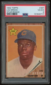 LOU BROCK 1962 TOPPS STAR ROOKIE #387 RC PSA 4 - Picture 1 of 2