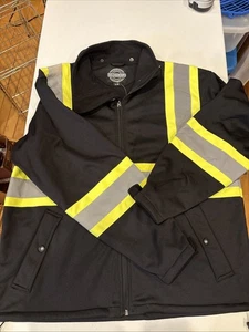 Forcefield Reflecting Coat Jacket Green Black Reflecting Zipper Large - Picture 1 of 12