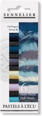 Sennelier Extra-Soft Half Pastel 6 Stick Set, 6 Count (Pack of 1), Stormy Sky  - Image 1 of 2